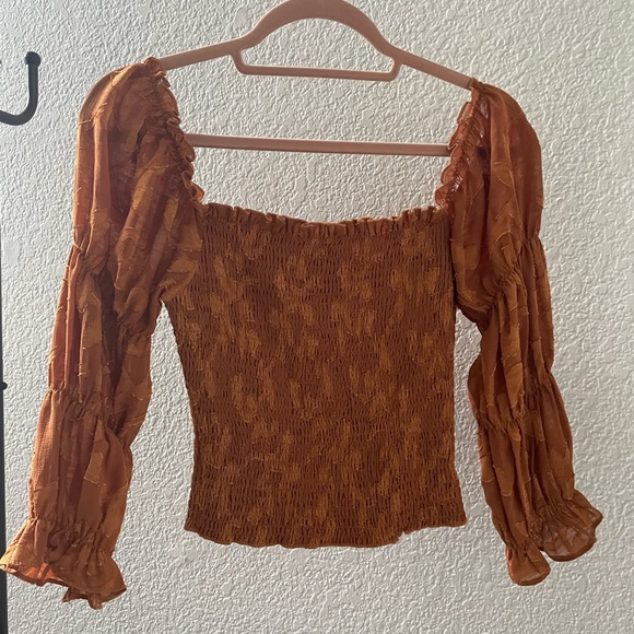 Lulus Tops - Dark orange/ gold smocked crop top from Lulu’s